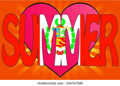 Vector Illustration of Summer Love with the Flag of Peru