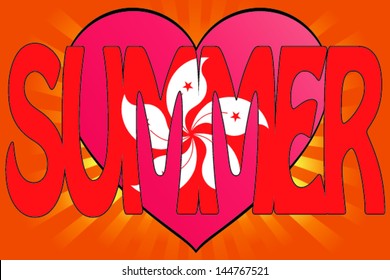 Vector Illustration of Summer Love with the Flag of Hong Kong