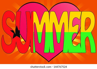 Vector Illustration of Summer Love with the Flag of Guinea Bissau