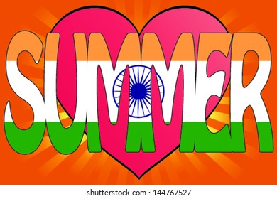 Vector Illustration of Summer Love with the Flag of India
