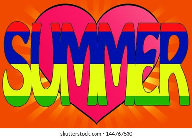 Vector Illustration of Summer Love with the Flag of Mauritius