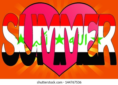 Vector Illustration of Summer Love with the Flag of Iraq