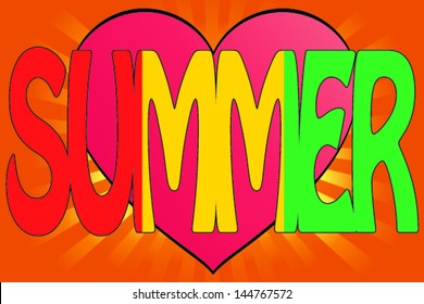 Vector Illustration of Summer Love with the Flag of Guinea