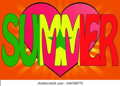 Vector Illustration of Summer Love with the Flag of Senegal