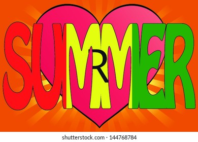 Vector Illustration of Summer Love with the Flag of Rawanda