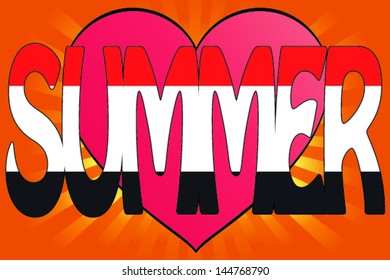 Vector Illustration of Summer Love with the Flag of Yemen