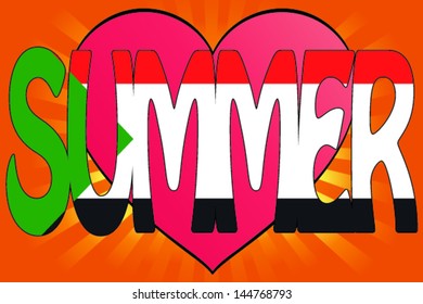 Vector Illustration of Summer Love with the Flag of Sudan