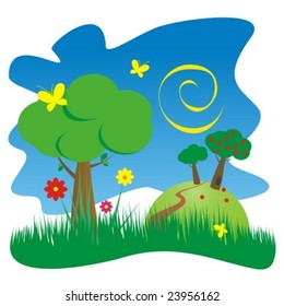 vector illustration of summer meadow