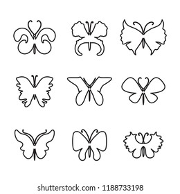 Vector Illustration of Summer Moth and Butterfly Icon. Set of Beautiful Butterflies Isolated on White Background