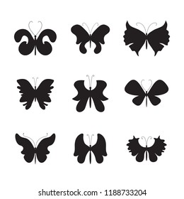 Vector Illustration of Summer Moth and Butterfly Icon. Set of Beautiful Butterflies Isolated on White Background