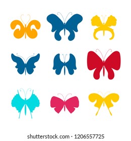 Vector Illustration of Summer Moth and Butterfly Icon. Set of Beautiful Butterflies Isolated on White Background