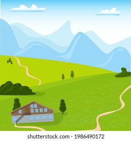 Vector illustration of a summer mountain scenery.