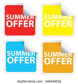 Vector illustration. Summer offer stickers set.