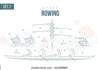 vector illustration Summer Olympics in 2016 in Rio, Rio Olympic Games, sports games. graphic sport sport rowing icon logo. design sports booklets flyers. sports hand-drawn doodles sport. set 2