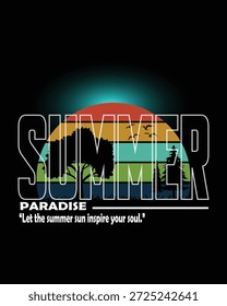 Ilustración vectorial de Summer Paradise Sunset Landscape