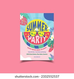 Ilustración vectorial del afiche del volante de la fiesta de verano