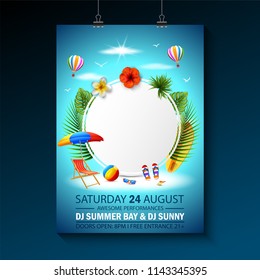 Vector illustration of Summer party invitation template invitation. Beach party invitation with umbrellas