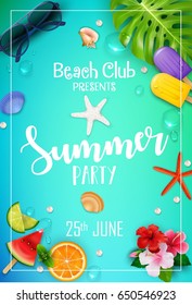 Vector illustration of Summer party poster design
