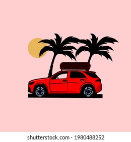 vector illustration of a summer picnic car