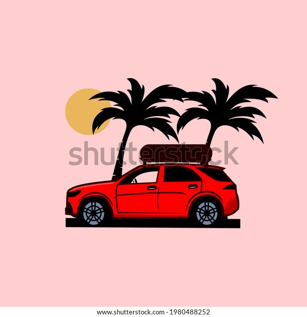 vector illustration\
of a summer picnic car