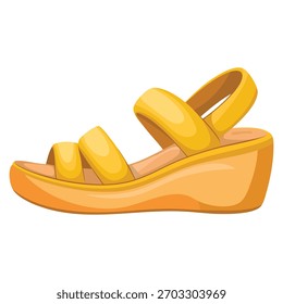 Vector illustration of summer platform flat sandal isolated on white background ideal for fashion casual footwear style and seasonal accessory design artwork