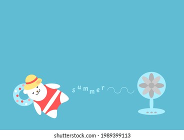 Vector illustration of summer. Polar bear taking a nap.