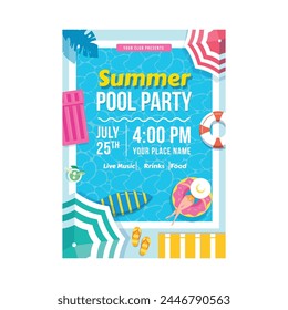 Vector Illustration of Summer Pool Party Flyer