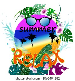 Vector Illustration Summer Relax Banner Stock Vector (Royalty Free ...