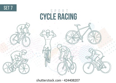 vector illustration Summer Rio Olympic Games, sports games. graphic sport cycle race. design sports booklets flyers. sports  hand-drawn cycling doodles sport. set 7