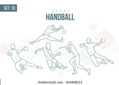 vector illustration Summer Rio Olympic Games, sports games. graphic sport handball. design sports booklets flyers. sports  hand-drawn handball doodles sport. set 10