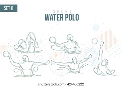 vector illustration Summer Rio Olympic Games, sports games. graphic sport water polo. design sports booklets flyers. sports  hand-drawn water polo doodles sport. set 8