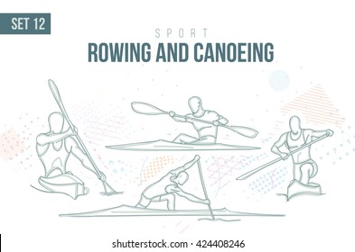 vector illustration Summer Rio Olympic Games, sports games. graphic sport kayaks and canoes. design sports booklets flyers. sports  hand-drawn  doodles sport. set 12