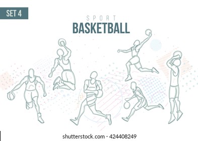 vector illustration Summer Rio Olympic Games, sports games. graphic sport basketball. design sports booklets flyers. sports  hand-drawn basketball doodles sport. set 4