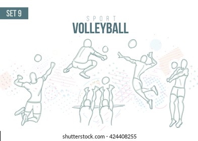 vector illustration Summer Rio Olympic Games, sports games. graphic sport volleyball. design sports booklets flyers. sports  hand-drawn volleyball doodles sport. set 9