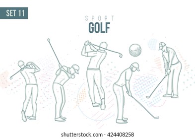 vector illustration Summer Rio Olympic Games, sports games. graphic sport golf. design sports booklets flyers. sports  hand-drawn golf doodles sport. set 11