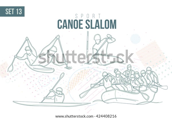 vector illustration\
Summer Rio Olympic Games, sports games. graphic sport Canoe Slalom.\
design sports booklets flyers. sports  hand-drawn Canoe Slalom\
doodles sport. set 13