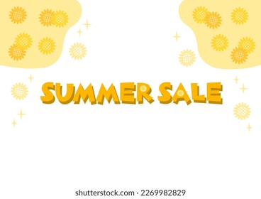 Ilustración vectorial del fondo de venta de verano. Diseño de patrones de girasol amarillo. Cartel, volante y papel pintado. 