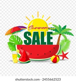 Vector illustration of Summer Sale elements on transparent background