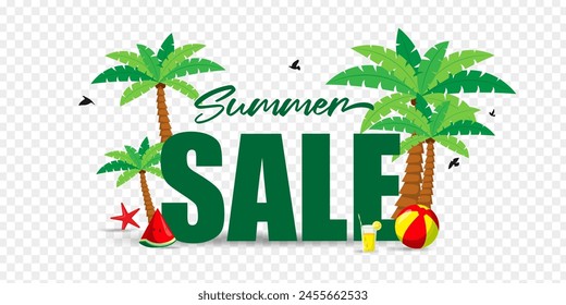 Vector illustration of Summer Sale elements on transparent background