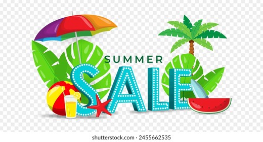 Vector illustration of Summer Sale elements on transparent background