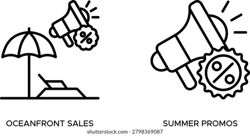 Vector illustration of summer sale and oceanfront home promotion banner design