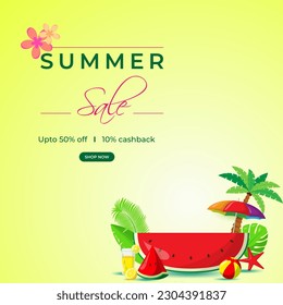 Vector illustration of Summer Sale social media story feed set mockup template