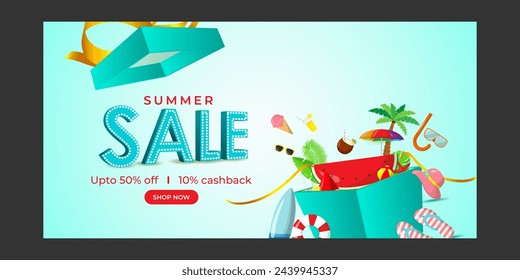 Vector illustration of Summer Sale social media feed template
