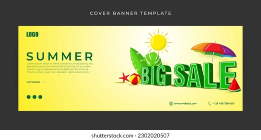 Vector illustration of Summer Sale Website landing page banner mockup Template