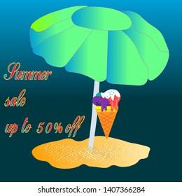 Vector illustration of summer sales, discount web banner template for your website with beautiful vector design Vector graphics