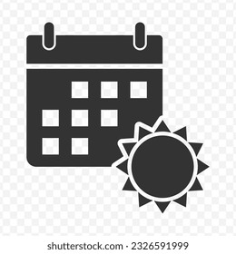 Ilustración vectorial del icono de programación de verano en color oscuro y fondo transparente (PNG).