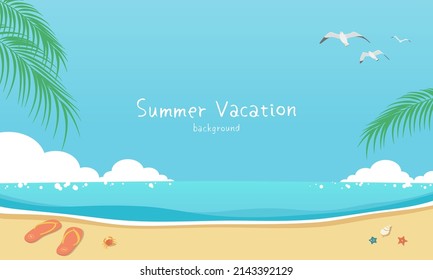 Vector illustration of summer sea and sky banner background with copy space. Tropical beach concept.