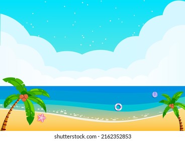 Vector illustration of summer sea and sky banner background with copy space