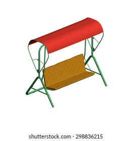 Vector illustration of a summer shop with an awning. Isometric view. Isolated. Polygon. EPS 8.
