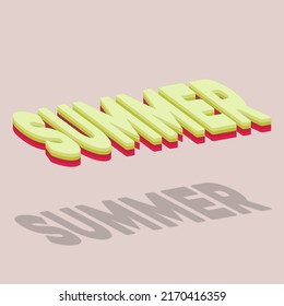 Vector illustration. Summer. Summer sign. 3D text